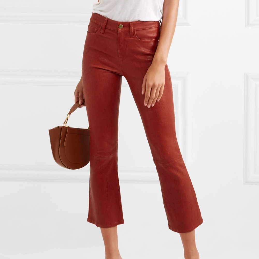 FRAME Le crop leather trousers